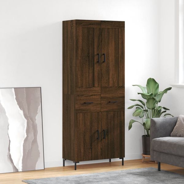 vidaXL Vysoká skrinka hnedý dub 69,5x34x180 cm spracované drevo