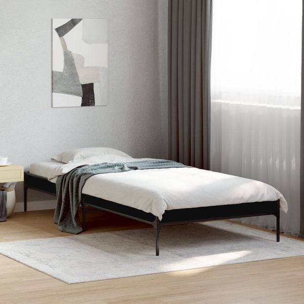 vidaXL Posteľný rám čierny 75x190 cm kompozitné drevo a kov