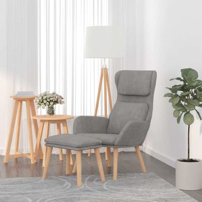 vidaXL Relaxačné kreslo s podnožkou bledosivé zamat