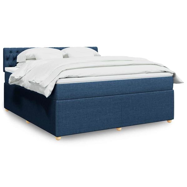 vidaXL Posteľný rám boxspring s matracom modrý 180x200 cm látka