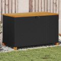 vidaXL Záhrad. úložný box čierny 110x55x63 cm polyratan akáciové drevo