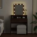 vidaXL Toaletný stolík s LED hnedý dub 80x41x144,5 cm