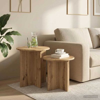 vidaXL Sada príručných stolíkov 2 pcs Dub artisan Konštruované drevo