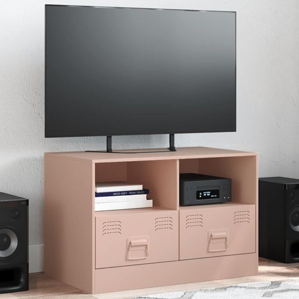 vidaXL TV skrinka ružová 67x39x44 cm oceľ