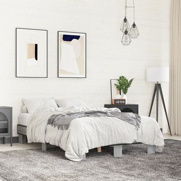 vidaXL Posteľný rám sivý sonoma 140x190 cm kompozitné drevo a kov