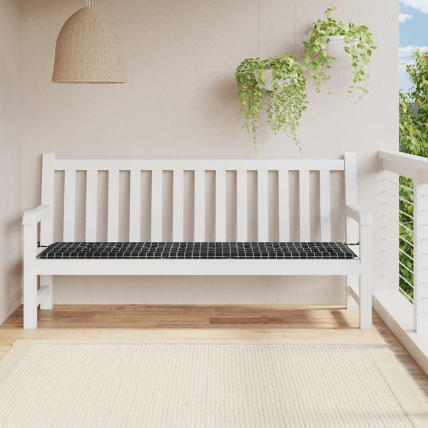 vidaXL Podložka na záhradnú lavičku čierne kocky 200x50x4 cm látka