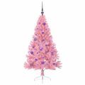 vidaXL Umelý predsvietený vianočný stromček Ružová 150 cm PVC
