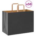 vidaXL Papierové tašky 50 ks s rúčkami, čierna, 32x17x25 cm