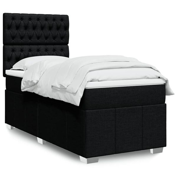 vidaXL Boxspring posteľ s matracom čierna 100x200 cm látka