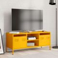 vidaXL TV skrinka horčicovožltá 101,5x39x43,5 cm oceľ
