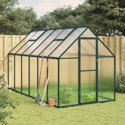 vidaXL Skleník so základovým rámom zelený 334x169x195 cm hliník