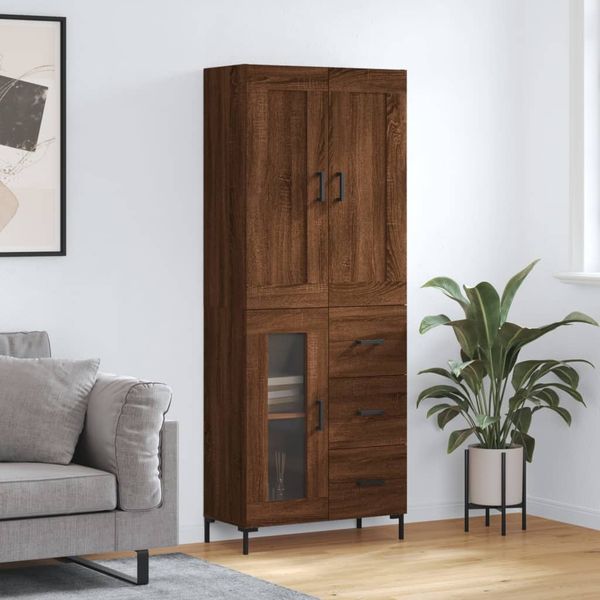 vidaXL Vysoká skrinka hnedý dub 69,5x34x180 cm spracované drevo