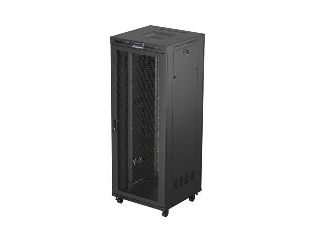 19'' Voľne stojaca racková skriňa 42U 800X800 čierna lcd perforované dvierka lanberg (ploché balenie)