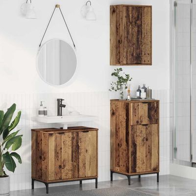 vidaXL Sada kúpeľňového nábytku so zásuvkou Nástenný 3 pcs Staré drevo