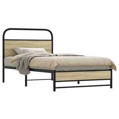 vidaXL Posteľný rám bez matraca 107x203 cm dub sonoma kompozitné drevo