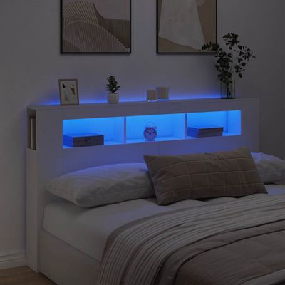 vidaXL Čelo s LED biele 180x18,5x103,5 cm kompozitné drevo