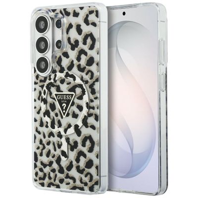 Puzdro Guess IML Leopard Print Triangle MagSafe pre Samsung Galaxy S26 Ultra čierne