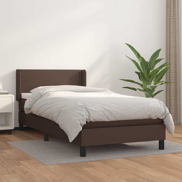 vidaXL Boxspring posteľ s matracom hnedá 100x200 cm umelá koža