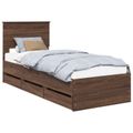 vidaXL Rám postele so zásuvkou Hnedý dub 75 x 190 cm Inžinierske drevo