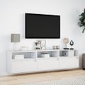 vidaXL TV nástenná skrinka s LED biela 180x31x45 cm
