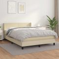 vidaXL Boxspring posteľ s matracom krémová 140x190 cm umelá koža