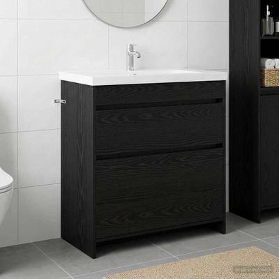 vidaXL Skriňa pod umývadlo do kúpeľne Čierny dub 78,5 x 37,5 x 81 cm