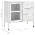 vidaXL Komoda biela 75x35x70 cm oceľ a tvrdené sklo