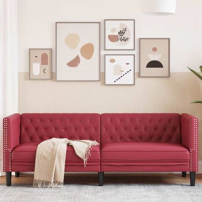 vidaXL Pohovka chesterfield 3-miestna vínovo-červená umelá koža