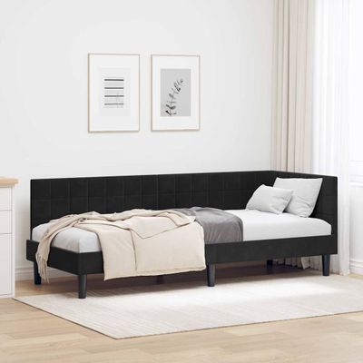 vidaXL Rohový rám postele s čelnou doskou Čierna 80 cm x 200 cm Zamat