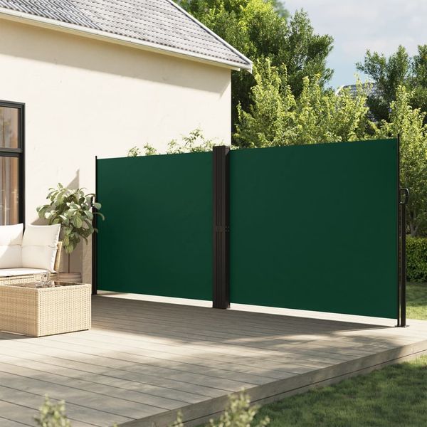 vidaXL Zaťahovacia bočná markíza, tmavozelená 160x1000 cm