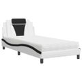 vidaXL Posteľ Viana s matracom biela a čierna 100x200 cm umelá koža