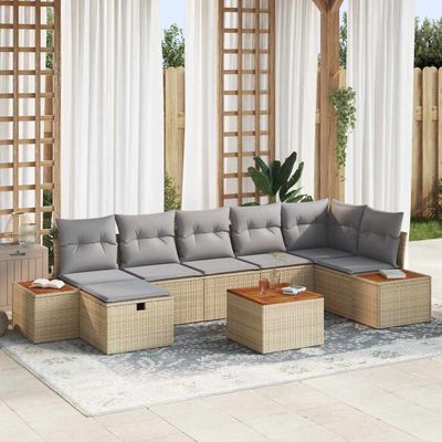 vidaXL Súprava záhradných pohoviek 8 ks Béžová polyratan