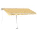 vidaXL Samostatne stojaca automatická markíza 400x300 cm žlto-biela