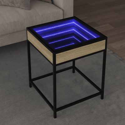 vidaXL Konferenčný stolík s nekonečnými LED dub sonoma 40x40x51 cm