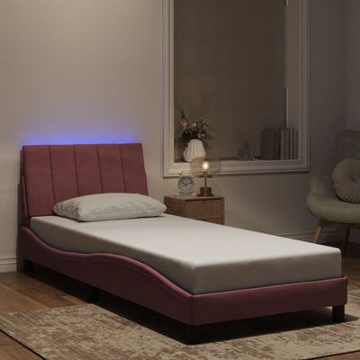 vidaXL Rám postele s LED bez matraca Hankoružový 80x200 cm zamat