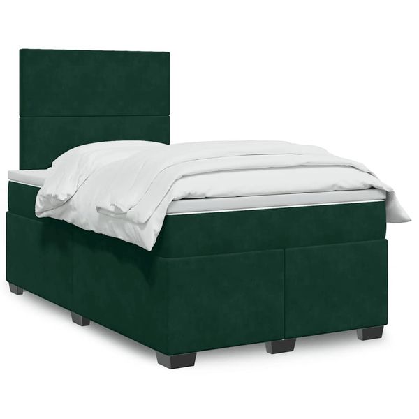 vidaXL Boxspring posteľ s matracom, tmavozelená 120x190cm, zamat