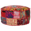 vidaXL Patchwork taburetka z bavlny okrúhla 40x20 cm červená