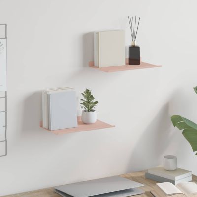 vidaXL Závesná polica Nástenný 2 pcs Ružová 30 x 18 x 2,5 cm Oceľ
