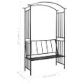 vidaXL Záhradná pergola s lavičkou čierna 128x50x207 cm železná