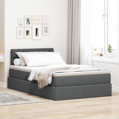vidaXL Postel s úložným prostorem a matrací Tmavo šedá 120 x 190 cm