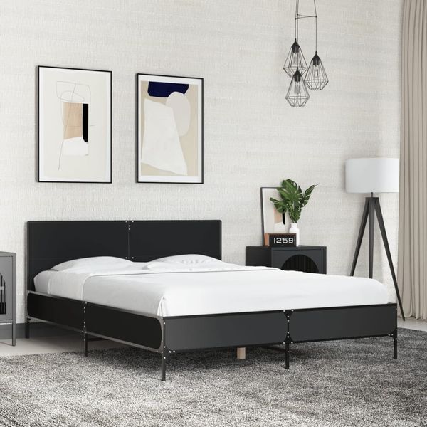 vidaXL Posteľný rám čierny 120x200 cm kompozitné drevo a kov