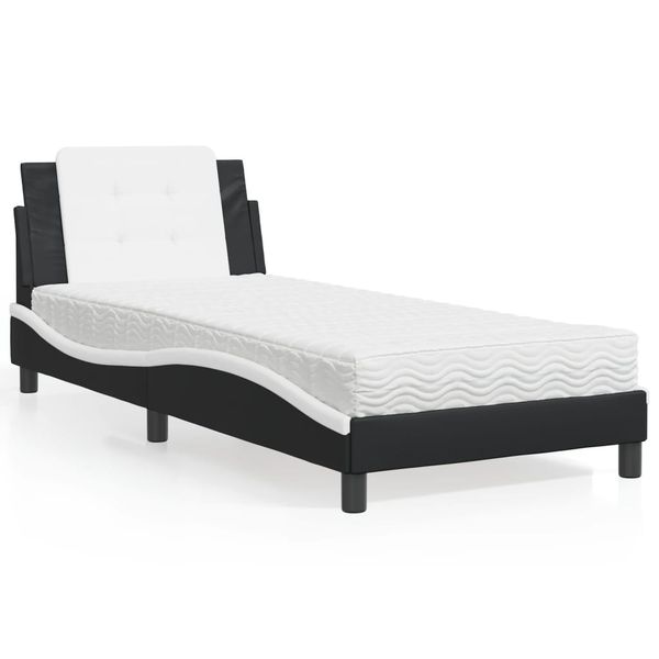 vidaXL Rám postele bez matraca Zadar čierno-biela 90x190 cm umelá koža
