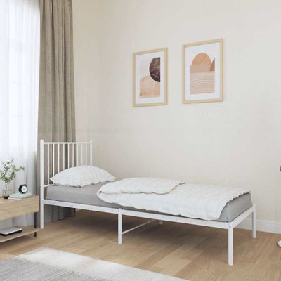 vidaXL Kovový rám postele s čelom biely 80x200 cm
