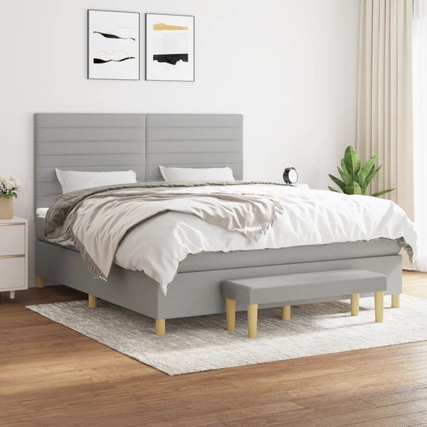vidaXL Boxspring posteľ s matracom bledosivá 180x200 cm látka
