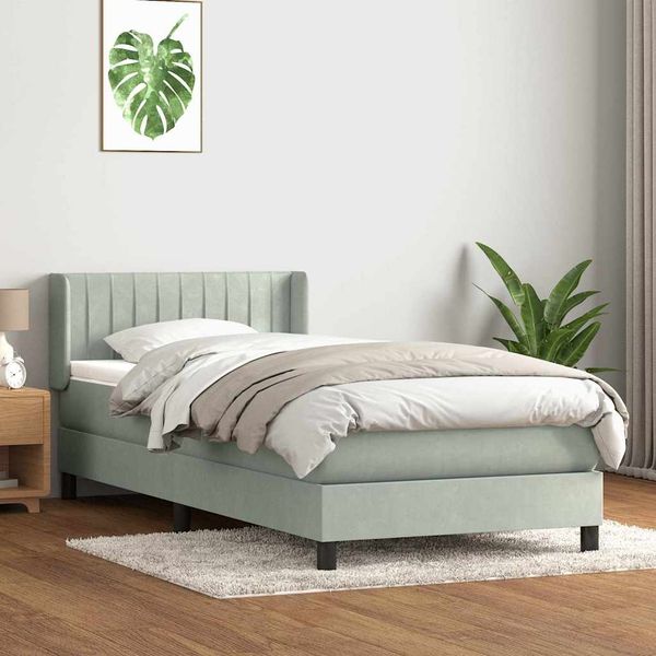vidaXL Posteľný rám boxsping s matracom bledosivý 100x210 cm zamat