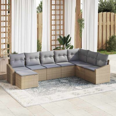 vidaXL Súprava záhradných pohoviek 8 pcs Beige a svetlo šedá polyratan