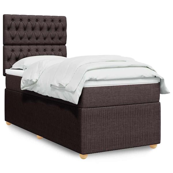vidaXL Posteľný rám boxsping s matracom hnedý 80x200 cm látka