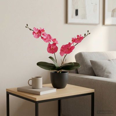 vidaXL Umelá rastlina orchidea Červená 36 x 10 x 30 cm
