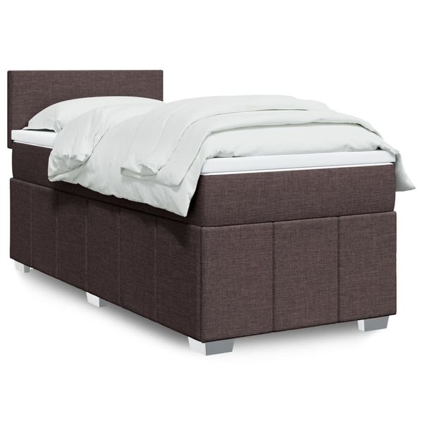 vidaXL Posteľný rám boxsping s matracom hnedý 90x200 cm látka