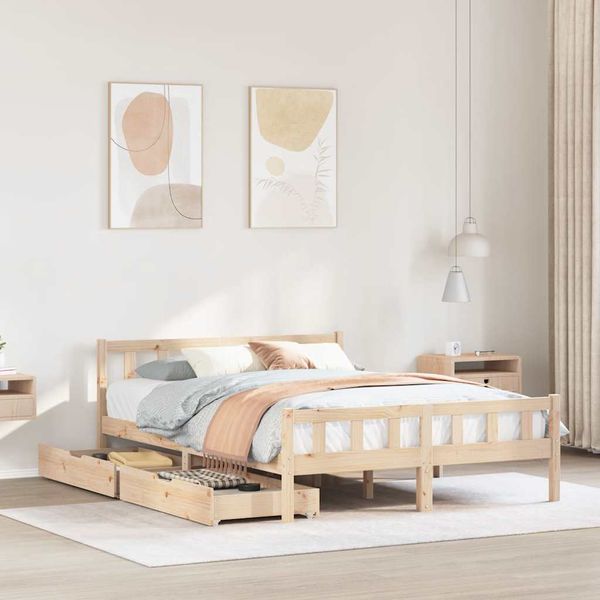 vidaXL Posteľ bez matraca 140x190 cm borovicový masív